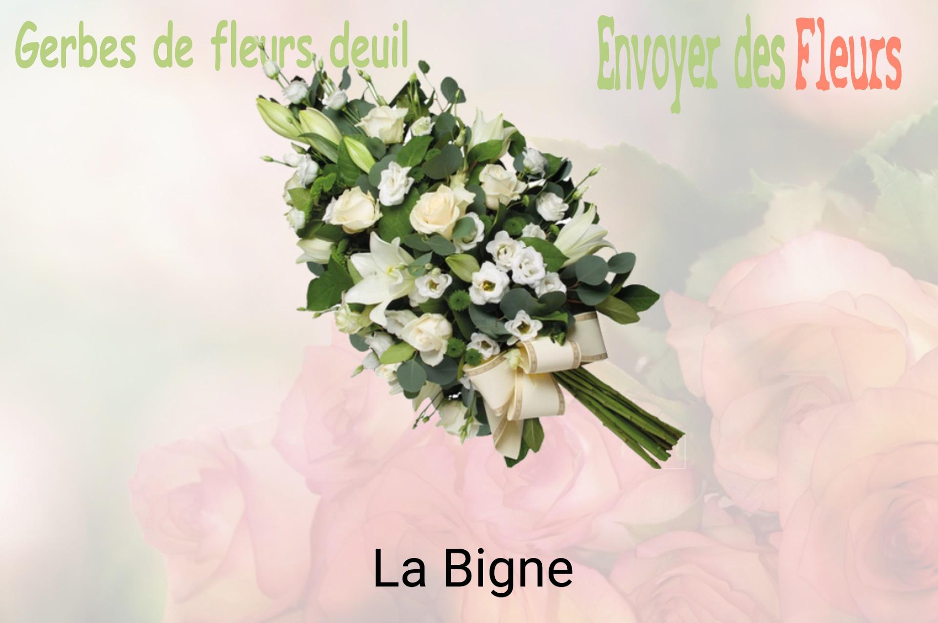 Gerbe de fleurs de deuil livrée à La Bigne